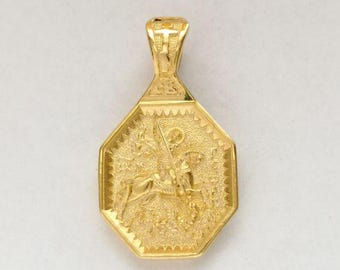 Handmade Saint George Pectoral Icon Orthodox Pendant Christian Protection Gift Church Jewerly Spiritual Charm