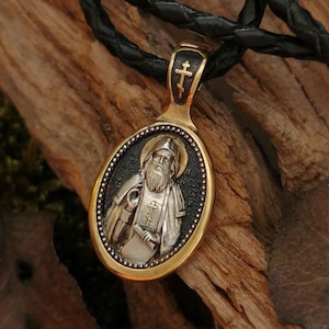 Handmade St. Amphilochius Orthodox Icon Pendant Christian Charm Religious Jewerly Protection Gift Pectoral Icon Women&#39;s Gift