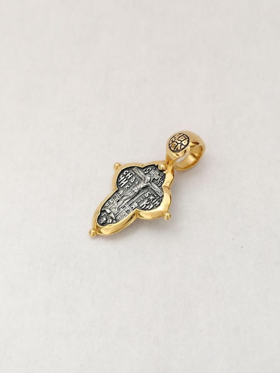 Guardian Angel Silver Orthodox Cross Pendant For Kids, Religious Charm Christian Gift Kids Pendant Spiritual Jewerly Charm for Baby Cross