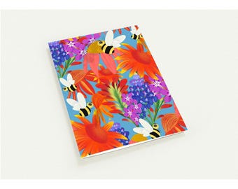 Handgetekende bloemen bijenkaarten - grillige tuin bedankjes (10 stuks)