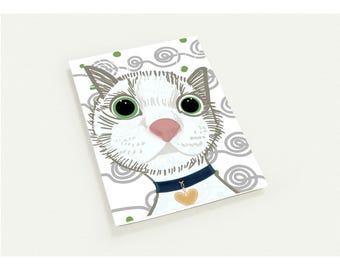 Curious Cat Illustrierte Grußkarten | Individualisierbares Paket (10)