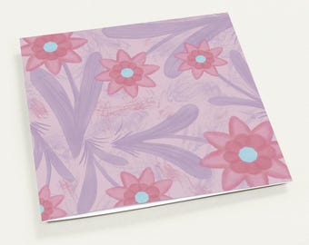 Handgezeichnete, abstrakte Pink Blossom Grußkarten (10er Pack) - Individuell anpassbar & umweltfreundlich