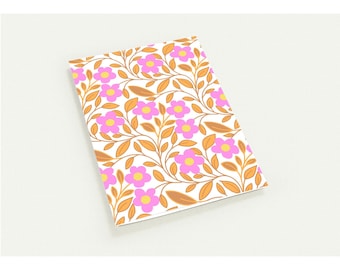 Handgezeichnete Blumen Grußkarten | Rosa Lila Dankeschön Notizen (editierbarer Text)