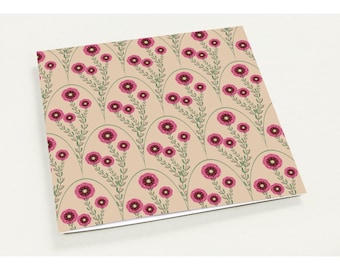 Blumenbogen Grußkarten - Handgezeichnete rosa Blüten, personalisiert (10er-Pack)