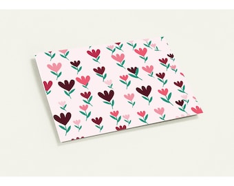 Handgemalte Blumengrußkarten - Skandinavischer Stil, Altrosa, Koralle (10er Pack)