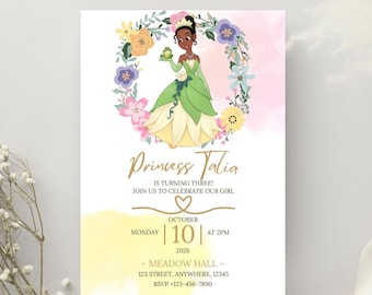 Princess and the Frog Birthday Invitation, Disney Tiana, Printable Party Invite, Girls Birthday Invite, CANVA INSTANT DOWNLOAD