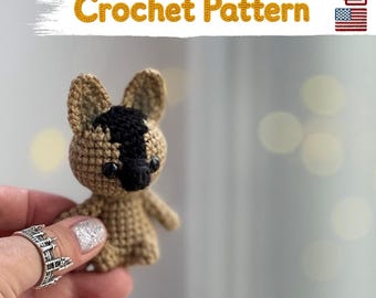 Mini schäfer virkmönster: Syfri amigurumi hund (PDF-nedladdning