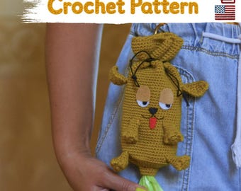 Crochet Dog Poop Bag Holder Pattern | Amigurumi Dog Waste Dispenser (PDF)