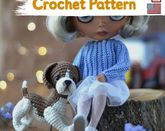 Padrão de crochê para filhote de Beagle: Brinquedo de cachorro em amigurumi (padrão em PDF)