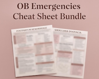 OB Emergencies Nursing Cheat Sheet Bundle | Labor&Delivery Nurse Reference Set | Postpartum Hemorrhage+Shoulder Dystocia | Digital Download