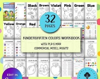 Cuaderno de colores para jardín de infantes: Recursos de aprendizaje para preescolar a tercer grado (derechos de reventa PLR, descarga digital)
