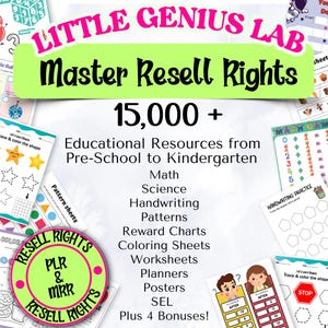 PLR-MRR 15,000+ Kids Activity Pages with PLR Rights | Preschool & Kindergarten Worksheets Bundle | Educational Printables | Resell License