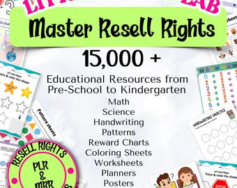 PLR-MRR 15,000+ Kids Activity Pages with PLR Rights | Preschool & Kindergarten Worksheets Bundle | Educational Printables | Resell License