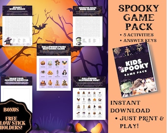 Halloween Games Bundle, Spooky Kids Activities (Instant Download)