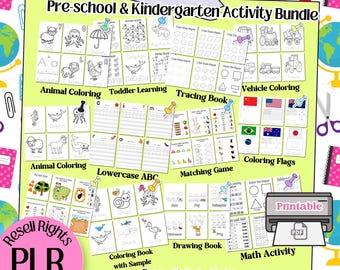 Bundel met leeractiviteiten voor kleuters: 100+ afdrukbare werkbladen (PLR-resellrechten) (pdf-download)