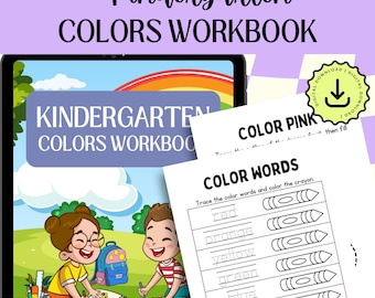 Cuaderno de ejercicios para colorear para jardín de infantes: recurso de aprendizaje para preescolares y tercer grado con derechos de reventa comercial PLR