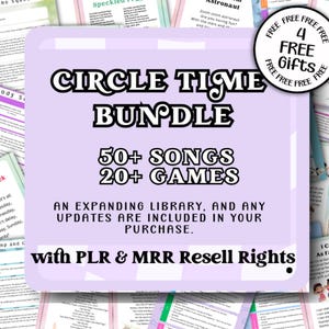 Pacchetto di canzoni e giochi Circle Time per bambini in età prescolare con diritti di rivendita PLR e MRR: un pacchetto in crescita con aggiornamenti gratuiti