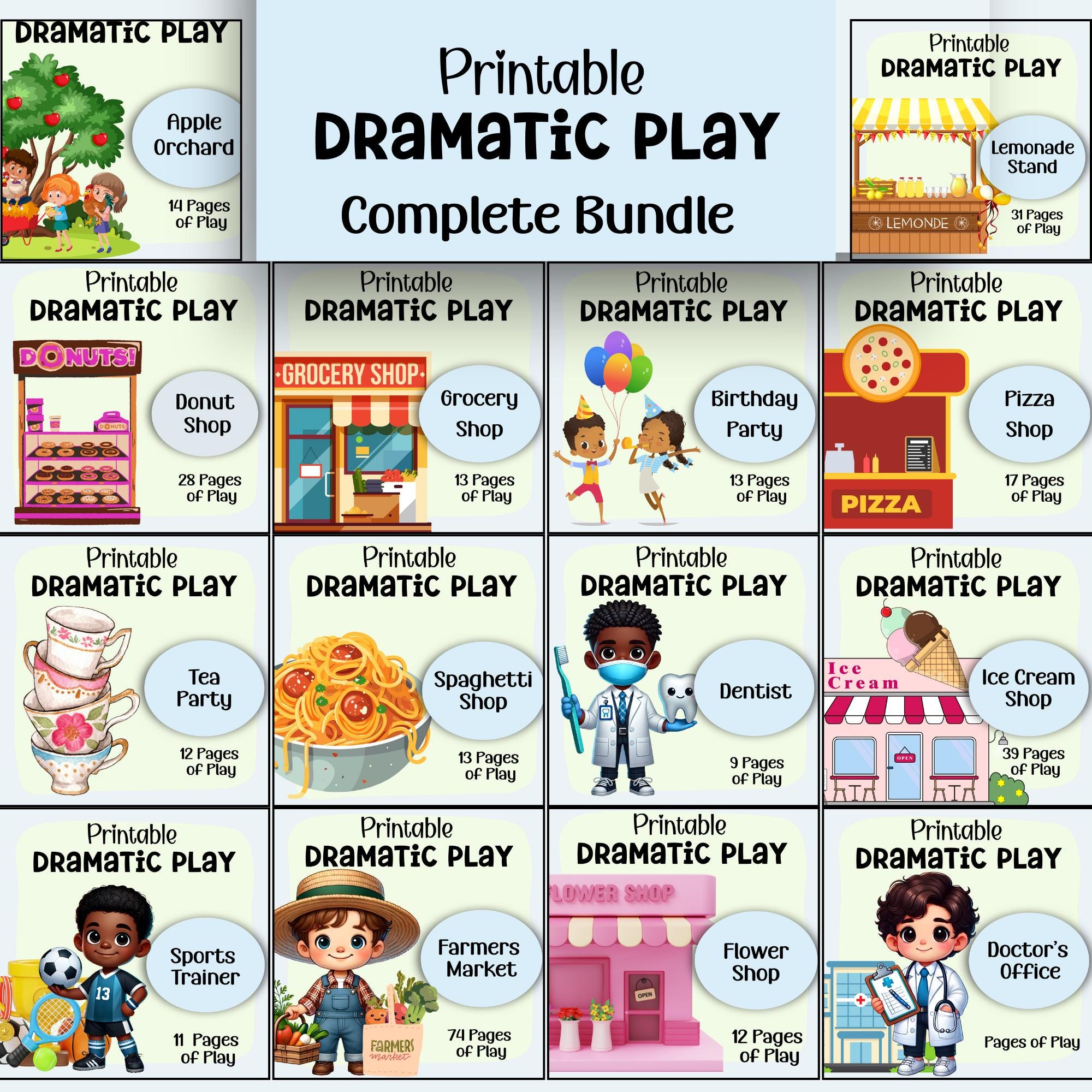Paper Roplay Printable Printable Pretend Play Bundle: 18 Role-playing Sets (digital Download ...