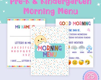 Pre-K Morning Work Menu: Letters, Numbers, Shapes (PDF)
