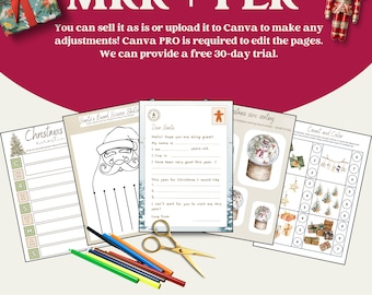 PLR Christmas Activities for Kids, Printable Worksheets, Games (Commercial Use)