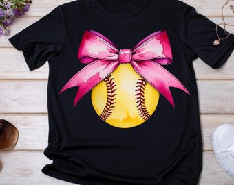 Retro Softball Bow Png, Coquette Bow Softball Png Sublimation, Softball mom png, Softball Season Png, Coquette Softball Png Shirt Design