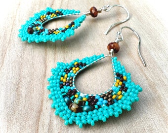 Turquoise Blue Mini Deco Sterling Earrings