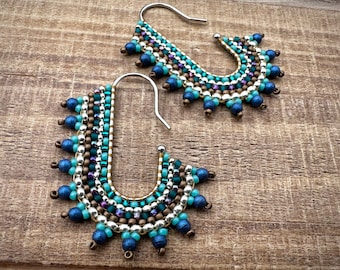 Mini Beaded Oval Open Hoop Earrings