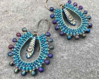 Peacock Brass Earrings II