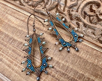 Blue and Gold Crystal Celestial Earrings