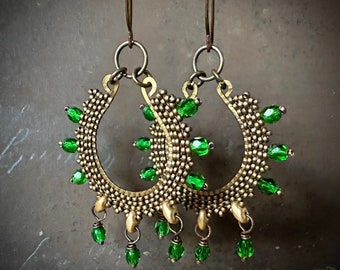 Emerald Green Crystal Teardrop Earrings