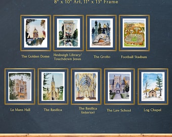 University of Notre Dame Framed Art Watercolor Prints
