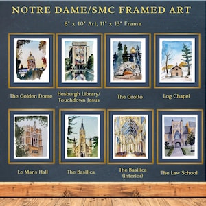 University of Notre Dame Framed Art for Gallery Wall Watercolor Prints