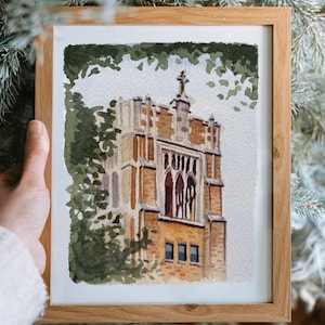 Saint Mary&#39;s College Le Mans Hall Watercolor Print