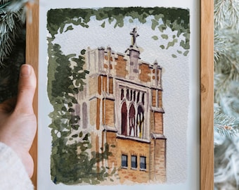 Saint Mary's College Le Mans Hall Watercolor Print