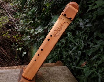 Wooden Drone Flute, Handmade Double Chamber Pentatonic Flute, 432Hz or 440Hz, Made to Order