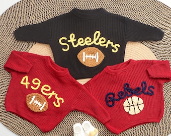 Geborduurde voetbaltrui, aangepaste sportteamtrui, outfit voor speldag peuter en jeugd, leuke voetbalcadeaus, gepersonaliseerd babycadeau