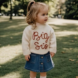 Little Bro Big Bro Sweater, Knitted Big Sister Sweater, Embroidered Big Sibling Sweaters, Baby Announcement Sweater, Big Bro Lil Sis Sweater