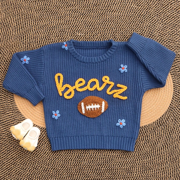 Personalisierter Baby-Fußball-Pullover, Kleinkind-Sport-Pullover, Individuell gestickter Baby-Namen-Pullover, Baby-Jungen-Pullover mit Namen, Baby-Geschenk