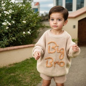 Embroidered Baby Name Sweater, Personalized Sweatshirt Newborn, Custom Knitted Toddler Sweater, Personalized Sweater for Big Bro Big Sister