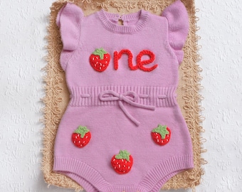 Custom Embroidered Name Baby Romper, Personalized Baby Girl Onesie, Ruffle Bubble Romper, First Birthday Outfit, Cake Smash Romper Dress
