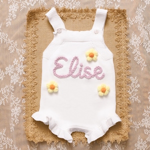 One Birthday Party Outfit Girl, Customized Baby Romper, Smash Cake Dress, Personalized Baby Girl Ruffle Romper, Custom Gift for Baby Girl