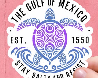 Gulf of Mexico Turtle Vinyl Sticker, Est 1550