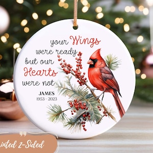 Custom Memorial Ornament 2 Side, Dad Mom Cardinal Christmas Ornament, Dad Remembrance Bauble, Memorial Day Ornament, Mom Loss Ornament Gifts