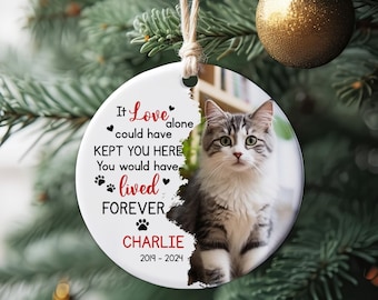 Adorno conmemorativo para gatos de dos lados, adorno personalizado para gatos, regalo para recordar a una mascota perdida, recuerdo de un gato, recuerdo de un gato, recuerdo fotográfico de un perro o gato, Navidad gatuna