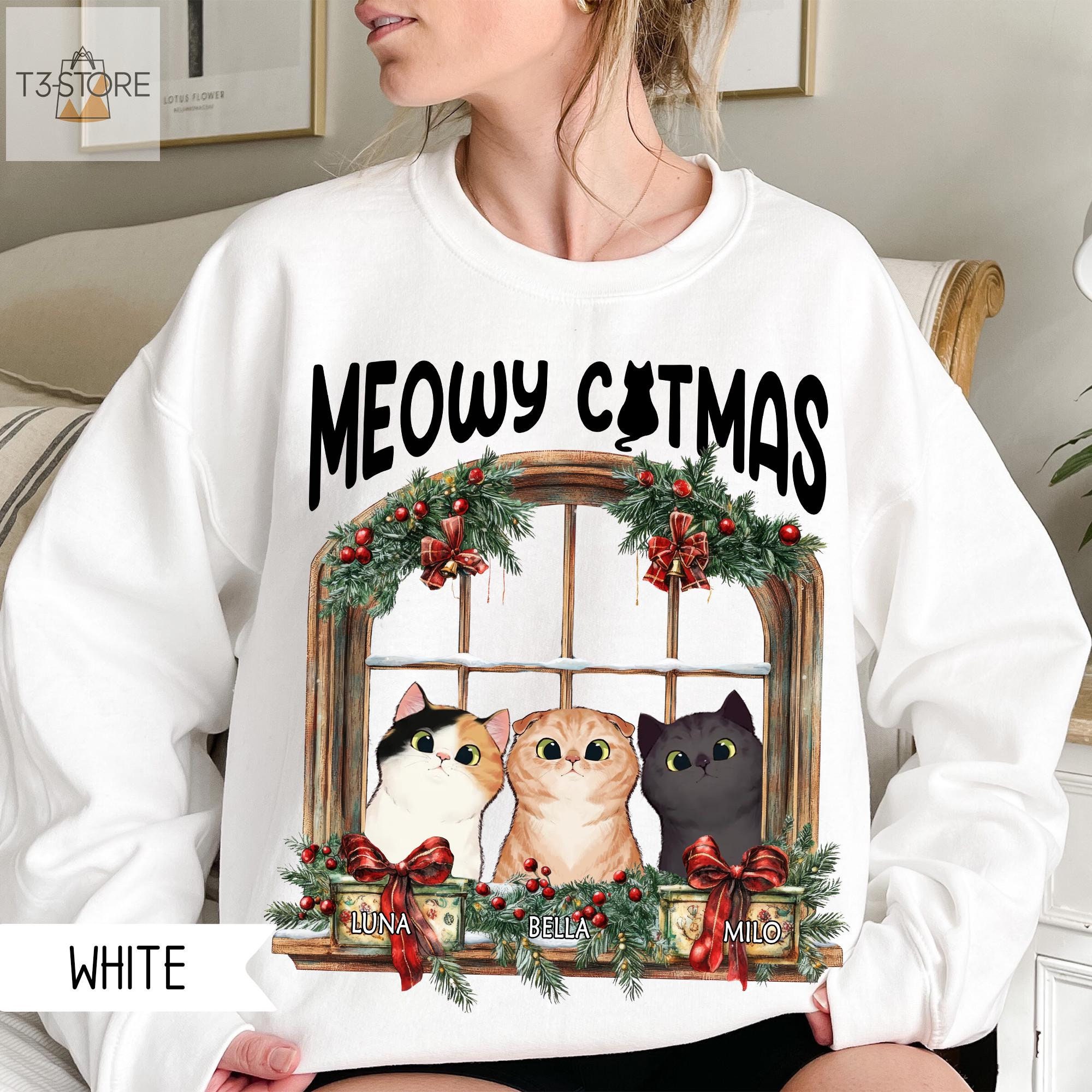 Catmas Meowy Christmas Shirt Catmas Sweater White Cat Christmas