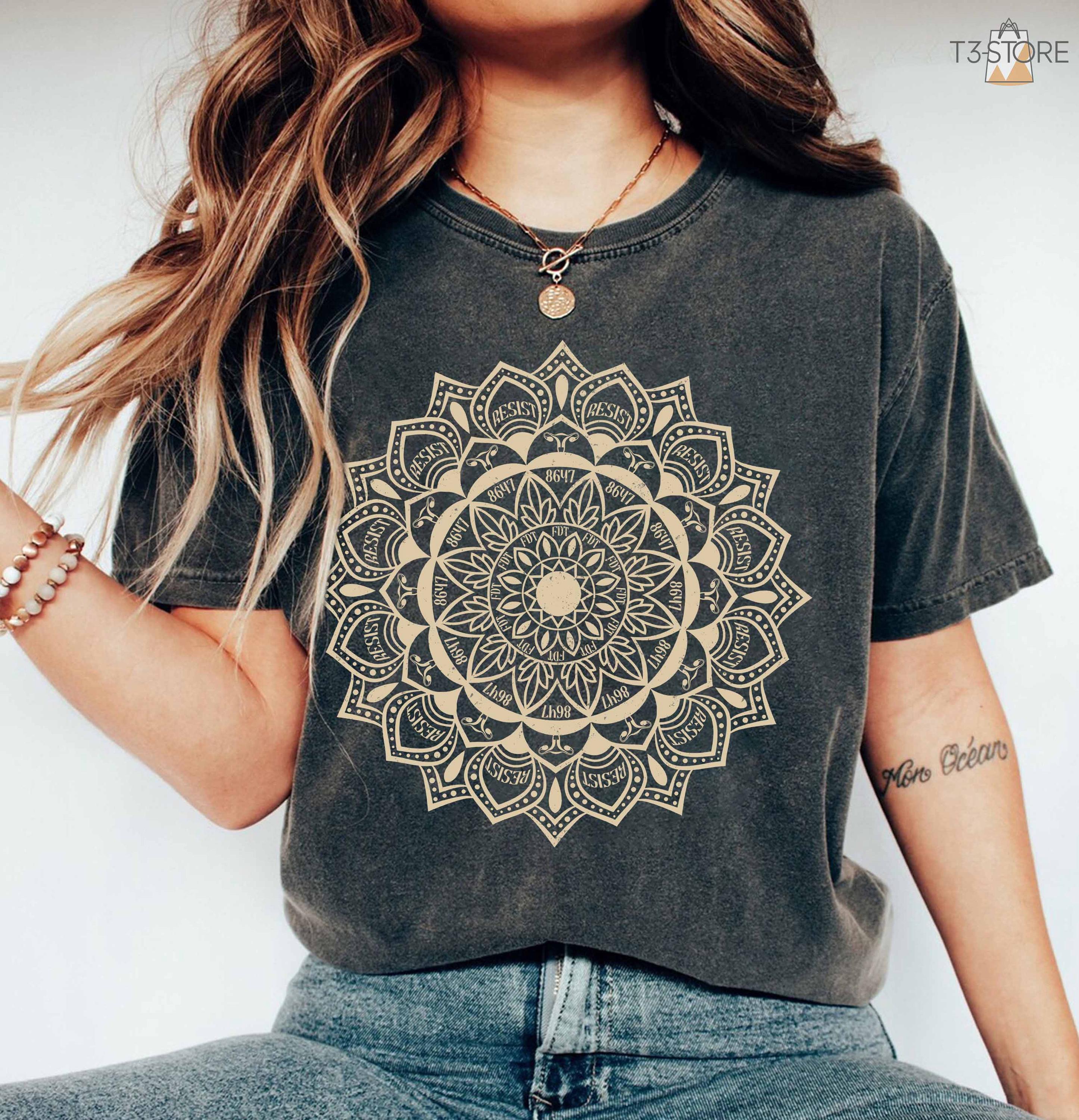 Subtle Anti Fascist FDT Mandala Political Tee, Comfort Colors 8647