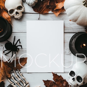 5x7 Halloween Einladung Mockup Party einladen MockUp PSD Smart Objekt Halloween-Party Abendessen einladen Canva Vorlage AI Stock Photo