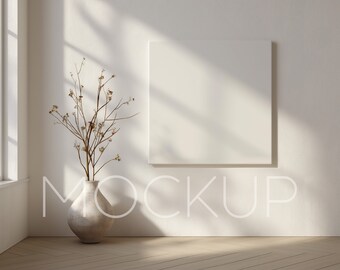 Square Canvas Mockup Display Minimalist Frame Mockup 1x1 Canva Mockup PSD Smart Object Art Print Mockup Square Frame Mock Up