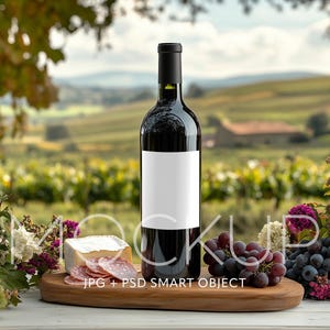 Wine Label Mockup Wine Bottle Mockup Blank Wine Label Mockup PSD Smart Object Mockup Blank Label Canva Template JPG Label Mockup for Wine