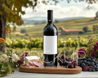 Maqueta de etiqueta de vino Maqueta de botella de vino Maqueta de etiqueta de vino en blanco Maqueta de objeto inteligente PSD Maqueta de etiqueta en blanco Plantilla de Canva Maqueta de etiqueta JPG para vino